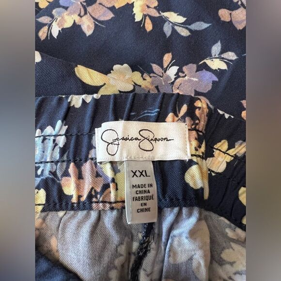 JESSICA SIMPSON Soft Pull-On Floral Pant Pockets Blue Size XXL Elastic Waist - Picture 5 of 13